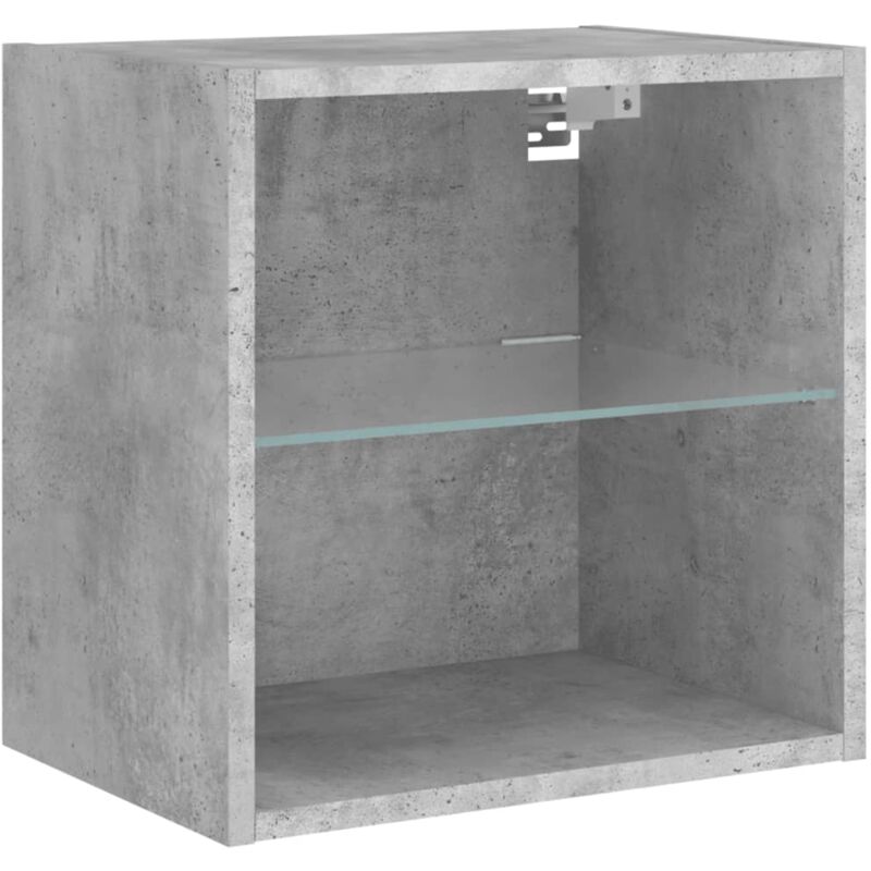 Bedside Cabinet with led Lights Wall-mounted Concrete Grey Vidaxl