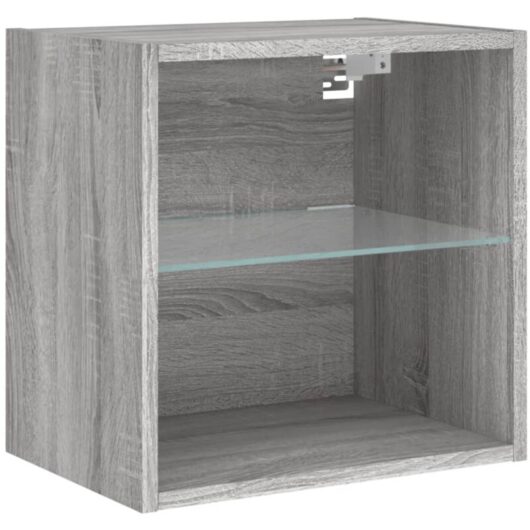 Bedside Cabinet with led Lights Wall-mounted Grey Sonoma Vidaxl