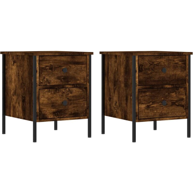 Bedside Cabinets 2 pcs Smoked Oak 40x42x50 cm Engineered Wood Vidaxl