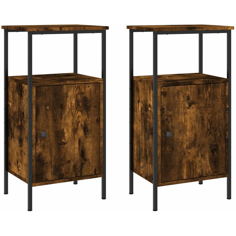 Bedside Cabinets 2 pcs Smoked Oak 41x31x80 cm Engineered Wood Vidaxl