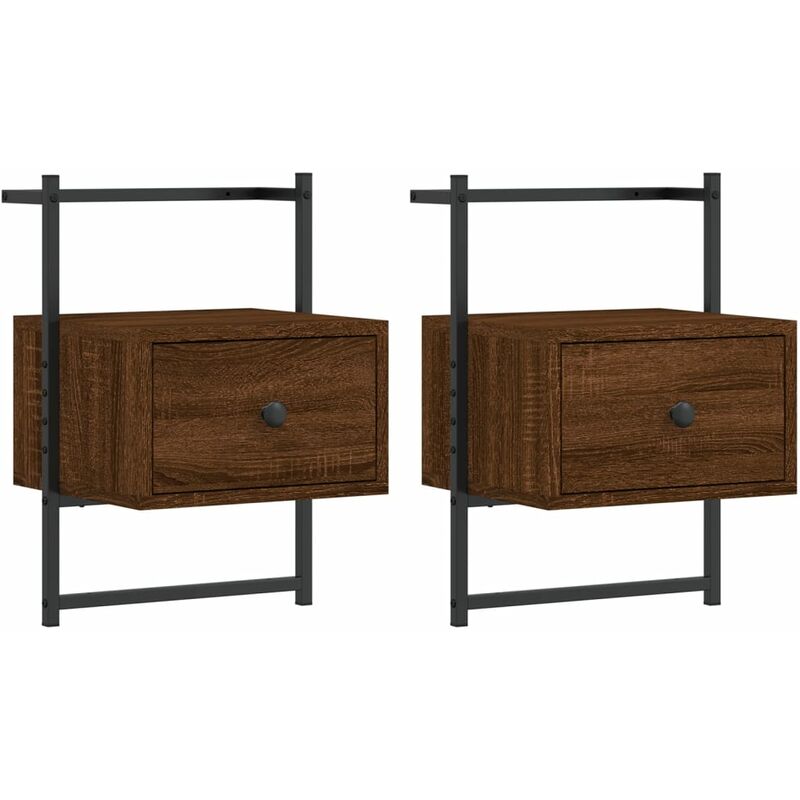 Bedside Cabinets Wall-mounted 2 pcs Brown Oak 35x30x51 cm Engineered Wood Vidaxl