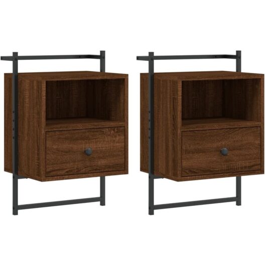 Bedside Cabinets Wall-mounted 2 pcs Brown Oak 40x30x61 cm Engineered Wood vidaXL