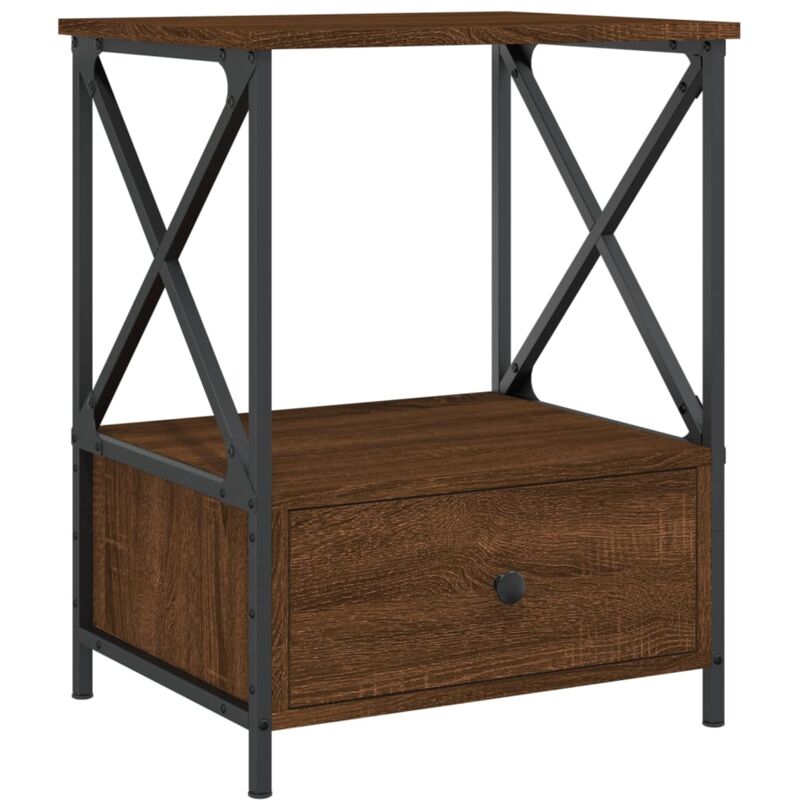 Bedside Table Brown Oak 50x41x65 cm Engineered Wood Vidaxl