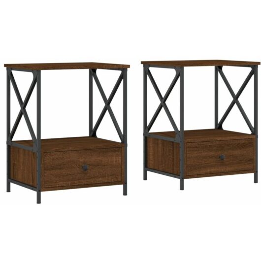 Bedside Tables 2 pcs Brown Oak 50x41x65 cm Engineered Wood vidaXL