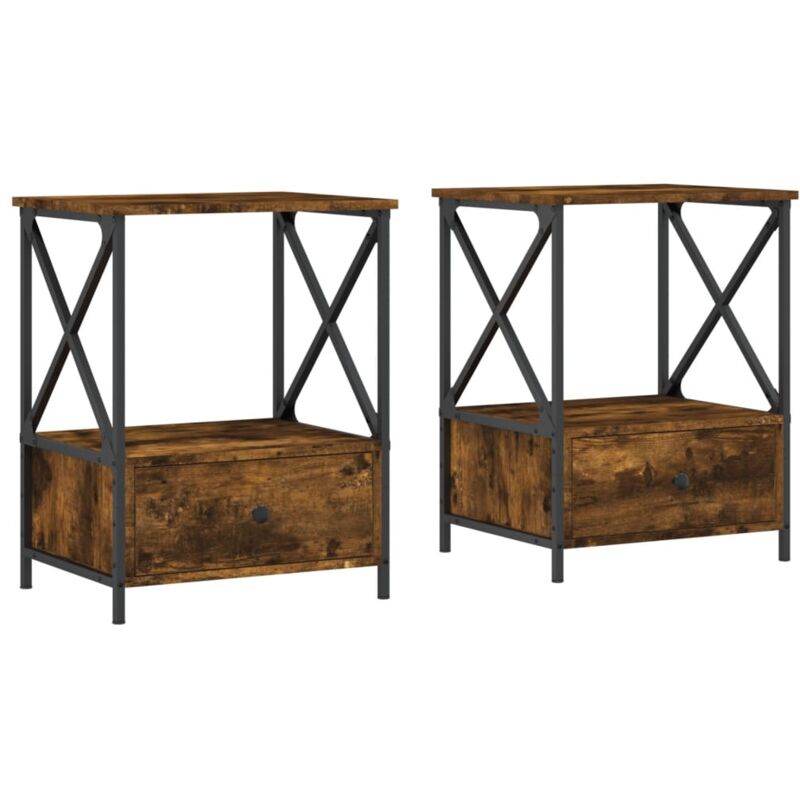 Bedside Tables 2 pcs Smoked Oak 50x41x65 cm Engineered Wood Vidaxl