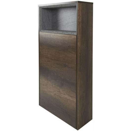 Bexley - Oak Effect 600mm Floor Standing Open Shelf Bathroom Toilet wc Unit - Dark Oak (No led Light) - Milano
