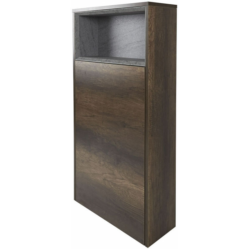 Bexley - Oak Effect 600mm Floor Standing Open Shelf Bathroom Toilet wc Unit - Dark Oak (No led Light) - Milano