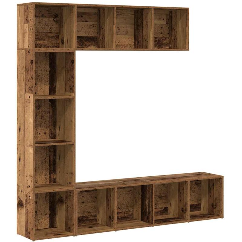 Book Cabinets 3 pcs Old Wood Engineered Wood Vidaxl