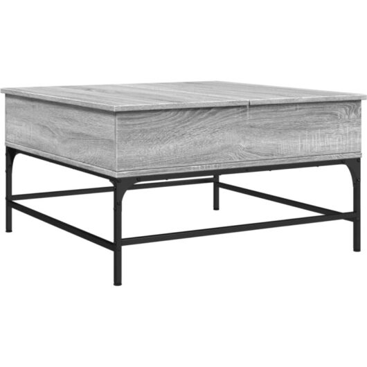Coffee Table Grey Sonoma 80x80x45 cm Engineered Wood and Metal vidaXL