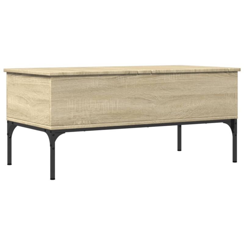 Coffee Table Sonoma Oak 100x50x45 cm Engineered Wood and Metal Vidaxl
