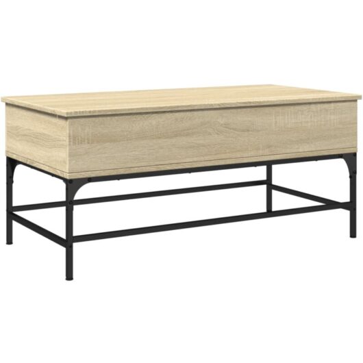 Coffee Table Sonoma Oak 100x50x45 cm Engineered Wood and Metal vidaXL