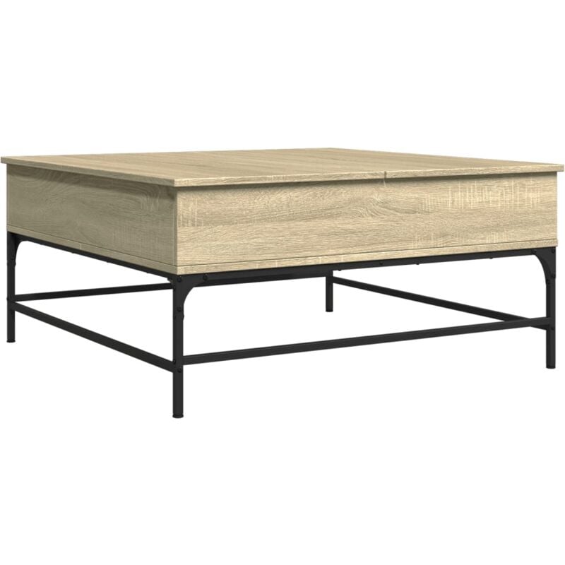 Coffee Table Sonoma Oak 95x95x45 cm Engineered Wood and Metal Vidaxl