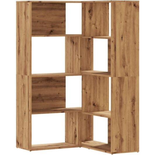 Corner Bookcase 4-Tier Artisian Oak 85x85x140 cm Engineered Wood vidaXL