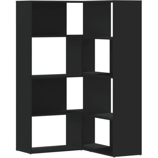Corner Bookcase 4-Tier Black 85x85x140 cm Engineered Wood Vidaxl