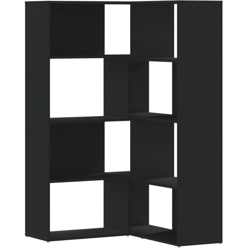 Corner Bookcase 4-Tier Black 85x85x140 cm Engineered Wood Vidaxl