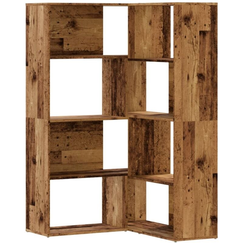 Corner Bookcase 4-Tier Old Wood 85x85x140 cm Engineered Wood vidaXL