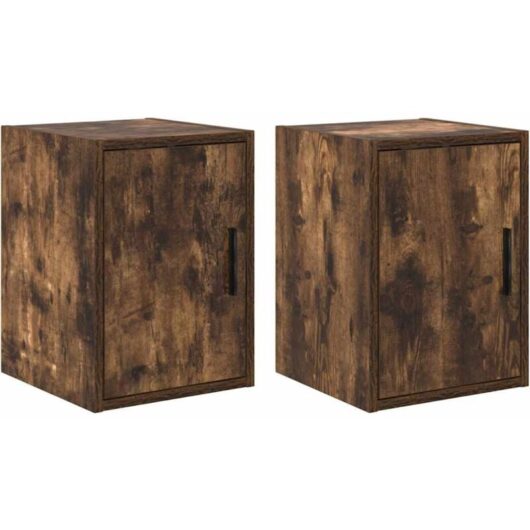 Garage Wall Cabinets 2 pcs Smoked Oak Engineered Wood Vidaxl