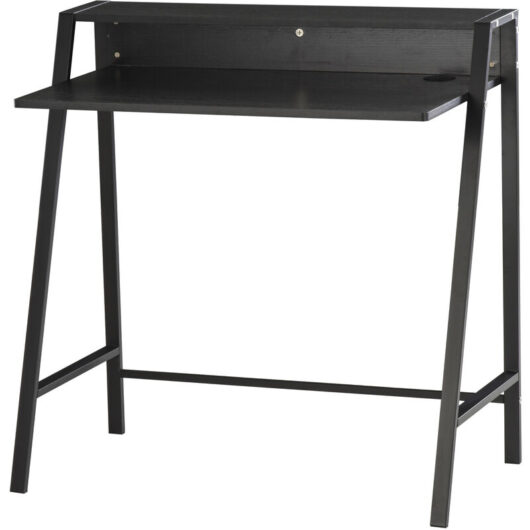 HOMCOM 2-Tier Storage Computer Workstation with Shelf, Metal Frame Black