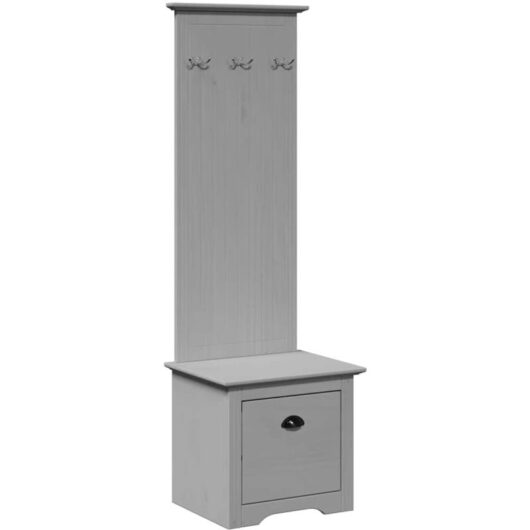 Hallway Cabinet with Hooks bodo Grey 50x40x157 cm Vidaxl