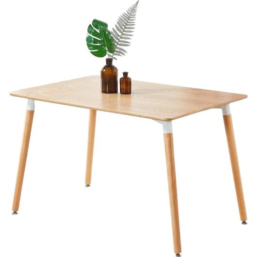 Halo 4-6 Seater Single Dining Table, Solid Wood Legs and Plastic Top, Oak - Oak