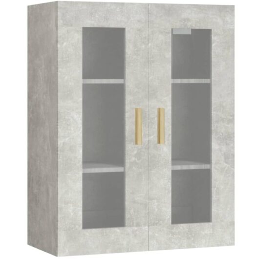 Hanging Wall Cabinet Concrete Grey 69.5x34x90 cm vidaXL