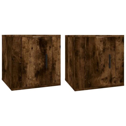 Jinlefu - Wall Mounted tv Cabinets 2 pcs Smoked Oak 40x34.5x40 cm vidaXL