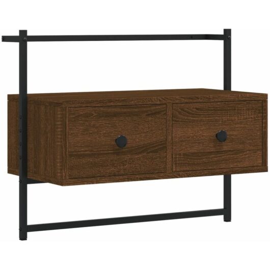 Jinlefu - tv Cabinet Wall-mounted Brown Oak 60.5x30x51 cm Engineered Wood vidaXL