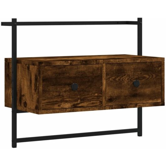 Jinlefu - tv Cabinet Wall-mounted Smoked Oak 60.5x30x51 cm Engineered Wood vidaXL
