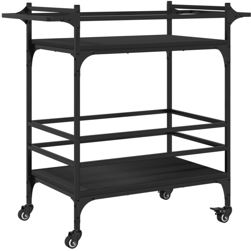 Kitchen Trolley Black 82x40x78.5 cm Engineered Wood Vidaxl