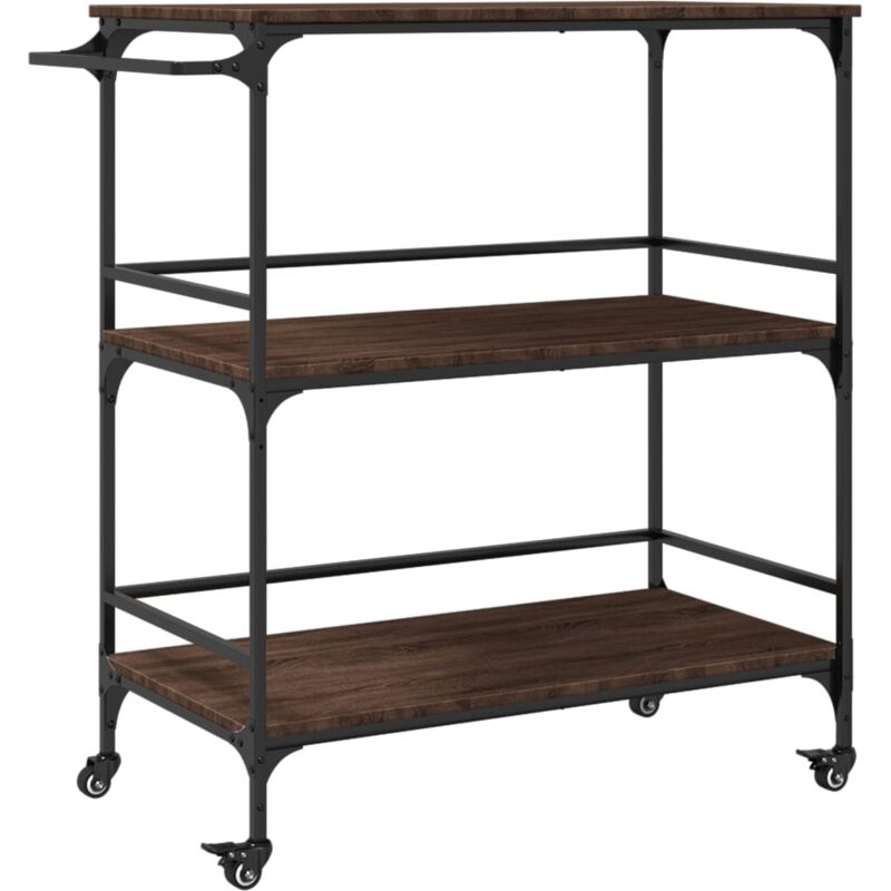 Kitchen Trolley Brown Oak 100.5x50x105 cm Engineered Wood Vidaxl