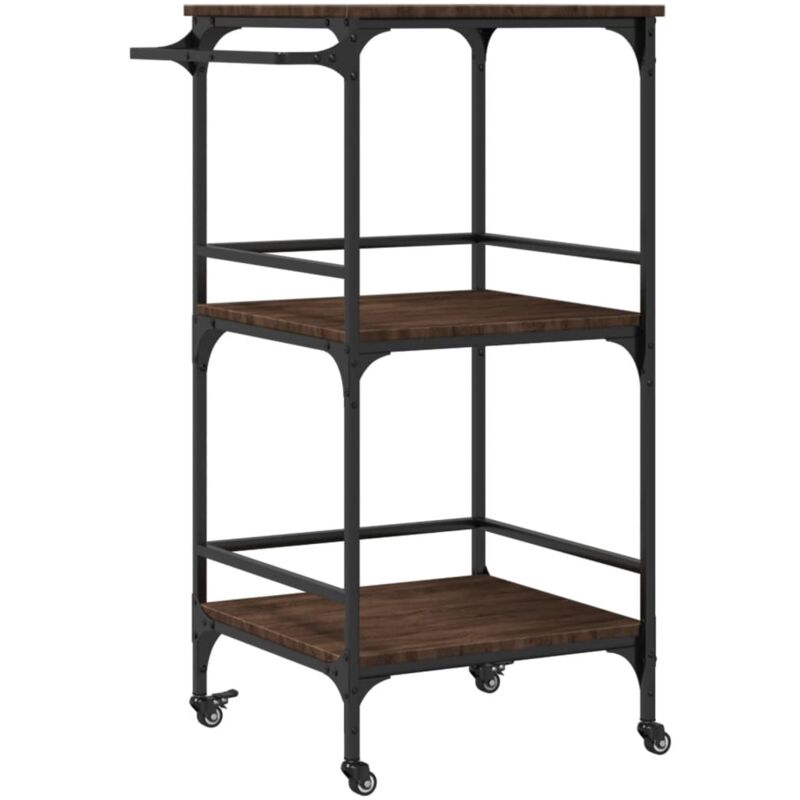 Kitchen Trolley Brown Oak 60.5x50x105 cm Engineered Wood Vidaxl