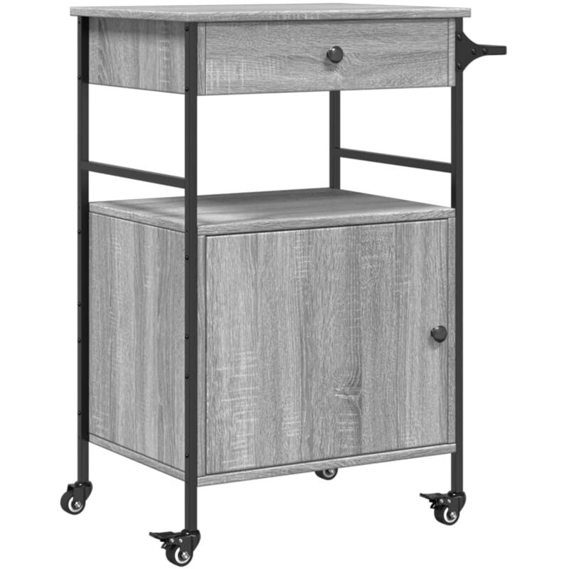 Kitchen Trolley Grey Sonoma 56x43x89.5 cm Engineered Wood Vidaxl