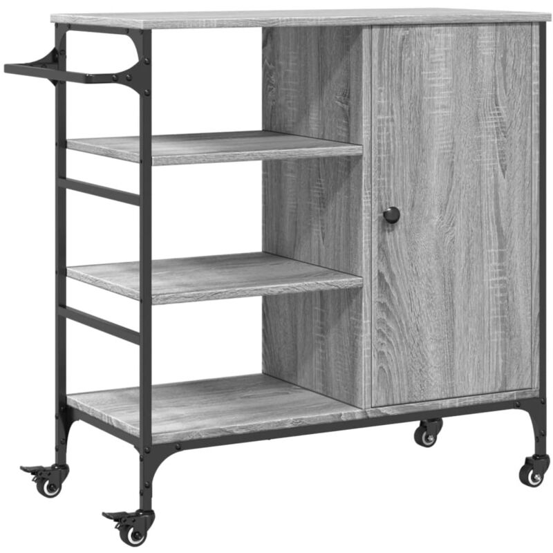 Kitchen Trolley Grey Sonoma 87.5x38.5x84.5 cm Engineered Wood Vidaxl
