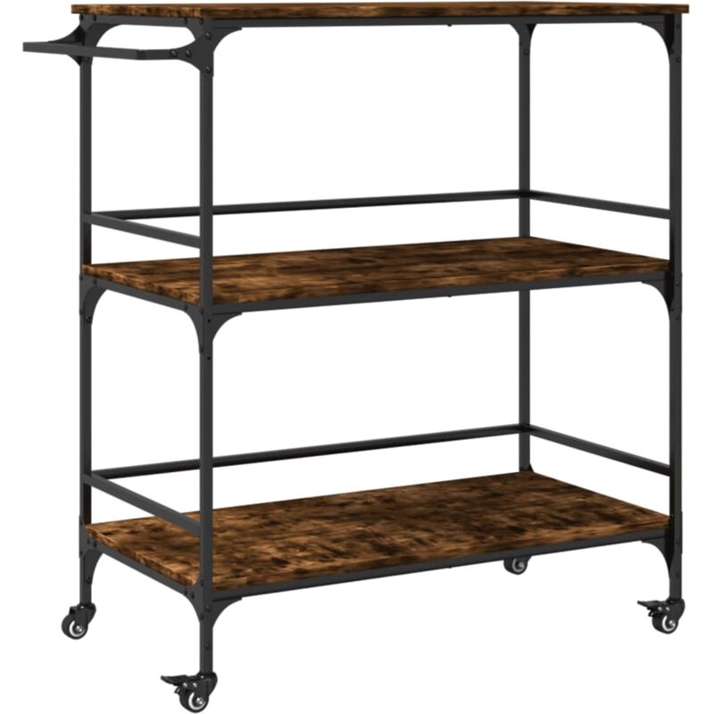 Kitchen Trolley Smoked Oak 100.5x50x105 cm Engineered Wood Vidaxl