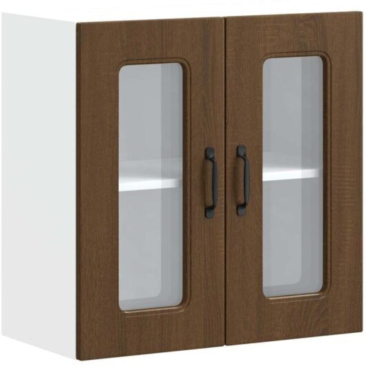Kitchen Wall Cabinet with Glass Door Kalmar Brown Oak Engineered Wood vidaXL