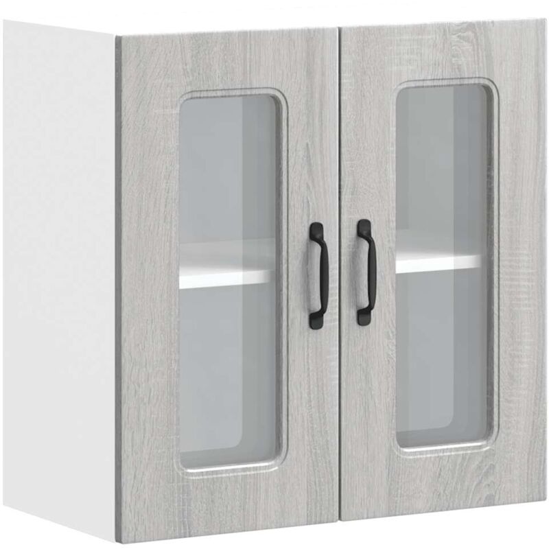 Kitchen Wall Cabinet with Glass Door Kalmar Grey Sonoma Engineered Wood Vidaxl