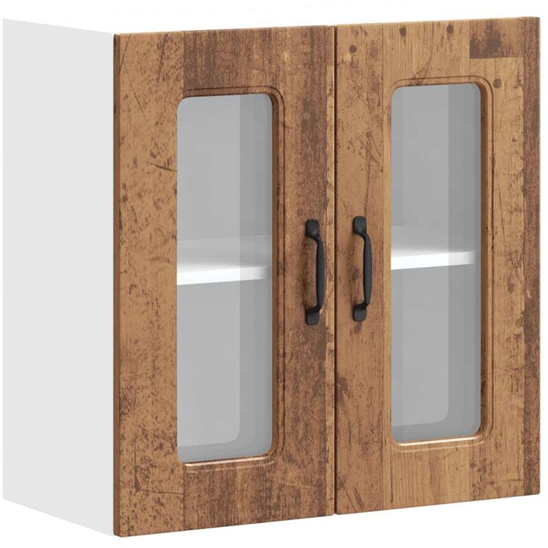 Kitchen Wall Cabinet with Glass Door Kalmar Old Wood Engineered Wood Vidaxl