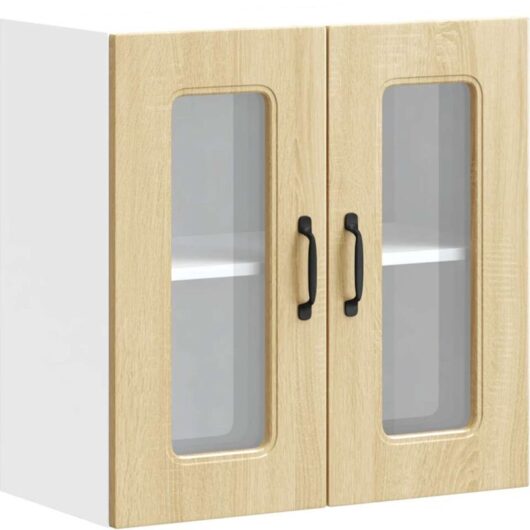Kitchen Wall Cabinet with Glass Door Kalmar Sonoma Oak Engineered Wood vidaXL