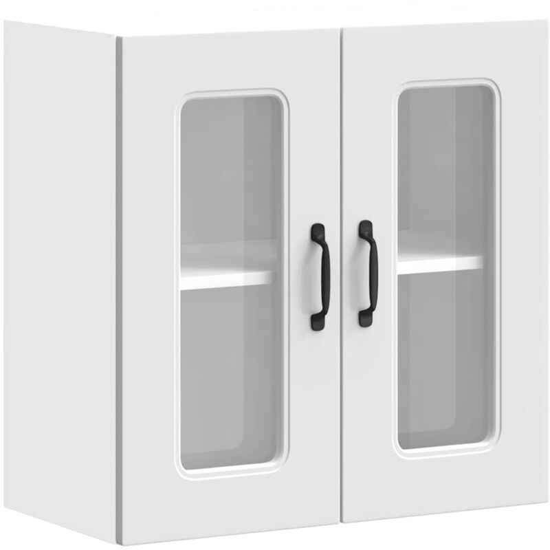 Kitchen Wall Cabinet with Glass Door Kalmar White Engineered Wood Vidaxl