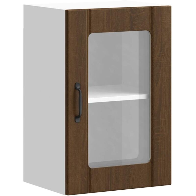 Kitchen Wall Cabinet with Glass Door Lucca Brown Oak Vidaxl