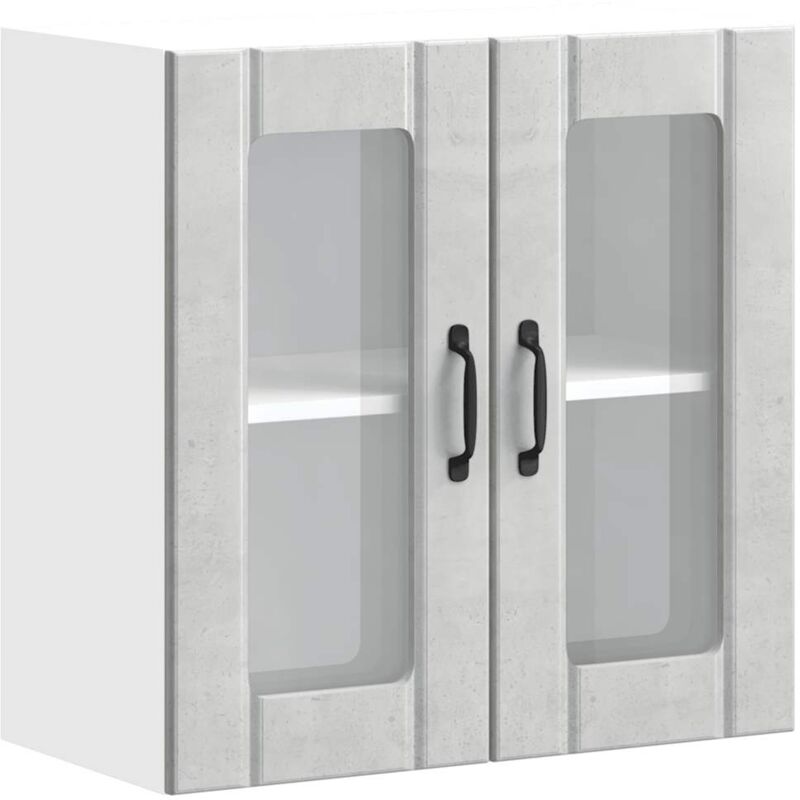 Kitchen Wall Cabinet with Glass Door Lucca Concrete Grey Engineered Wood Vidaxl