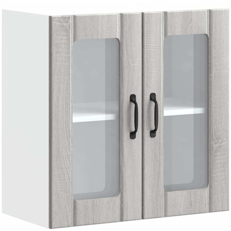 Kitchen Wall Cabinet with Glass Door Lucca Grey Sonoma Engineered Wood Vidaxl