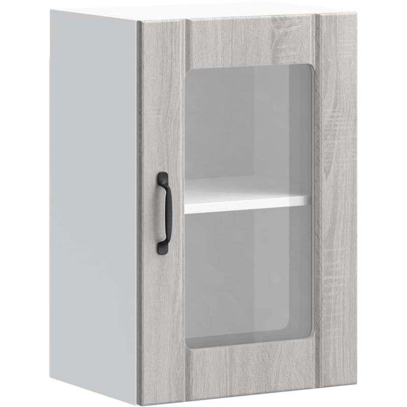 Kitchen Wall Cabinet with Glass Door Lucca Grey Sonoma Vidaxl