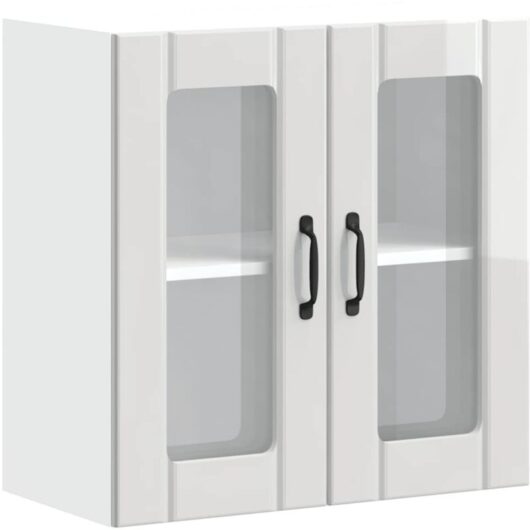 Kitchen Wall Cabinet with Glass Door Lucca High Gloss White Engineered Wood vidaXL