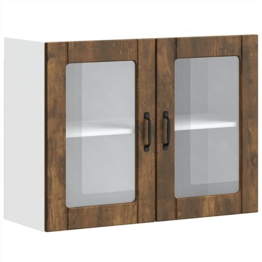 Kitchen Wall Cabinet with Glass Door Lucca Smoked Oak Engineered Wood vidaXL