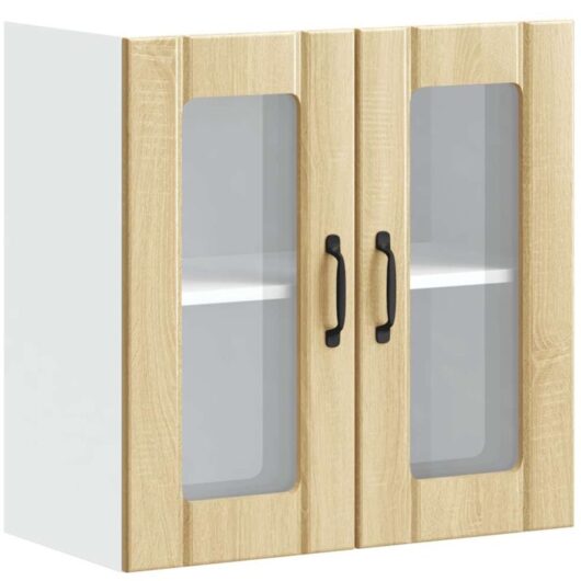 Kitchen Wall Cabinet with Glass Door Lucca Sonoma Oak Engineered Wood Vidaxl