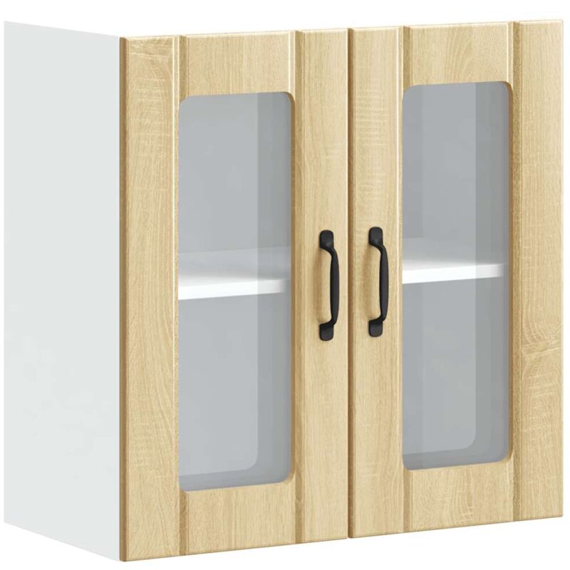 Kitchen Wall Cabinet with Glass Door Lucca Sonoma Oak Engineered Wood Vidaxl