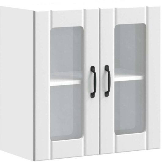 Kitchen Wall Cabinet with Glass Door Lucca White Engineered Wood Vidaxl