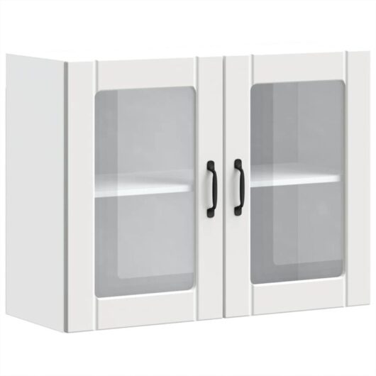 Kitchen Wall Cabinet with Glass Door Lucca White Engineered Wood vidaXL