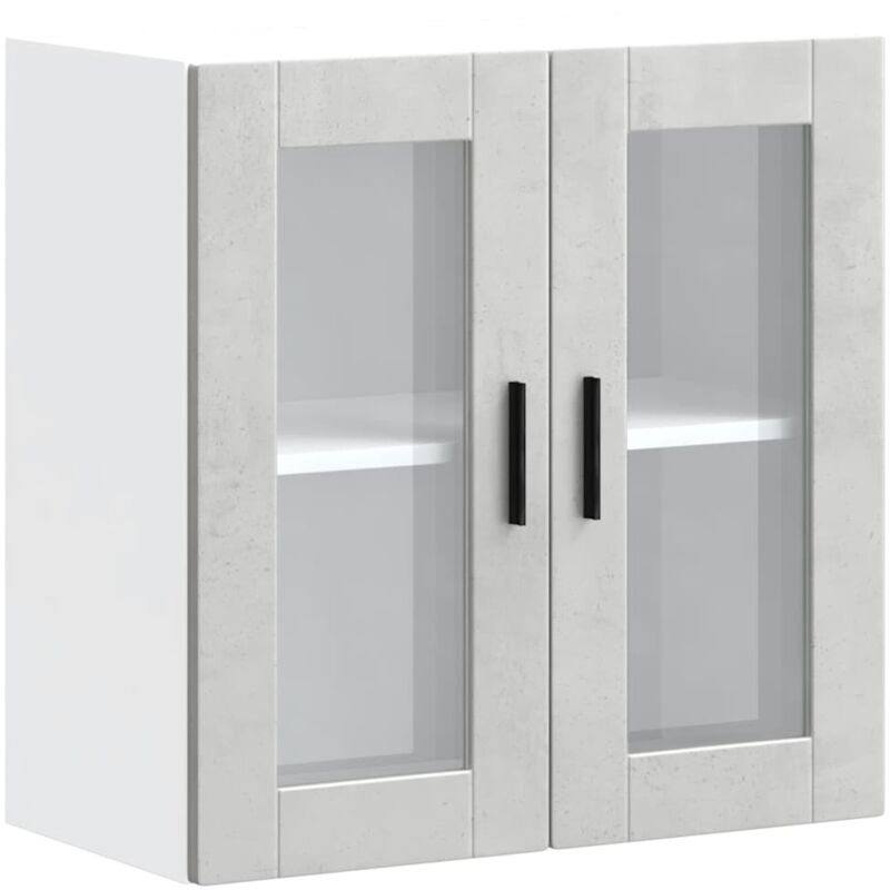 Kitchen Wall Cabinet with Glass Door Porto Concrete Grey Vidaxl